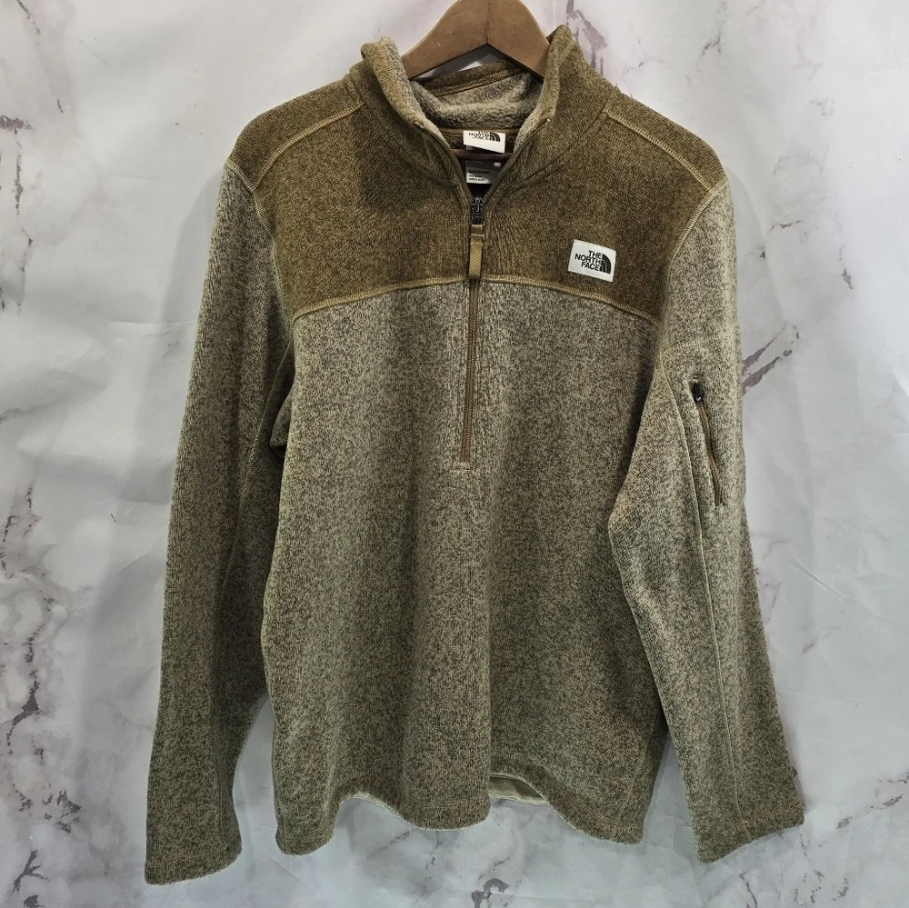 North Face Jacket Men Medium Brown Quarter Zip Pullover Gordon Lyons Sweater